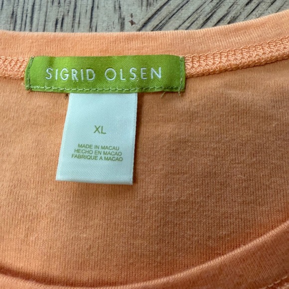 Sigrid Olsen Women's Size XL Peach Beaded  T-Shirt Top - Picture 4 of 10